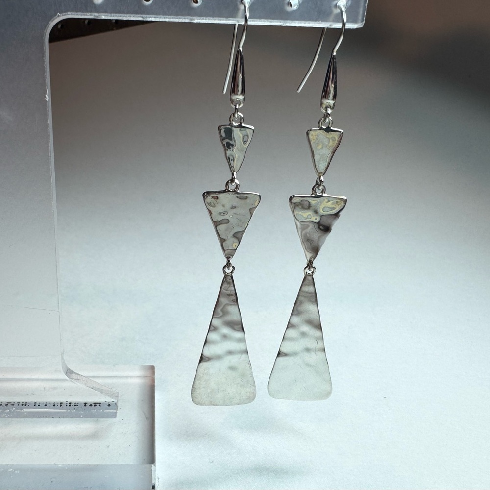 RLM Studio Sterling Silver Hammered Triangle Shaped Dangle Earrings